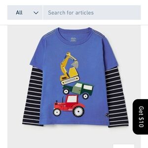 Boys' Chomp Long Sleeve Mock Layer Applique T-Shirt | Joules